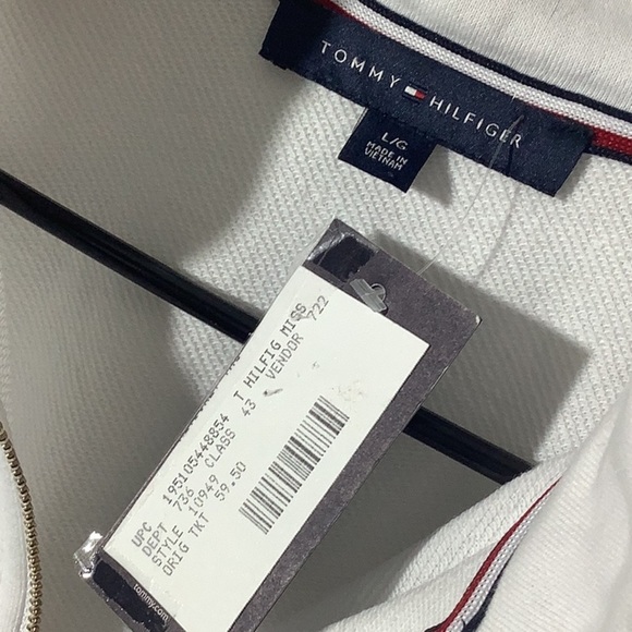 Tommy Hilfiger NEW - Sz L - White Henley style Sweatshirt with front pouch - Picture 8 of 8
